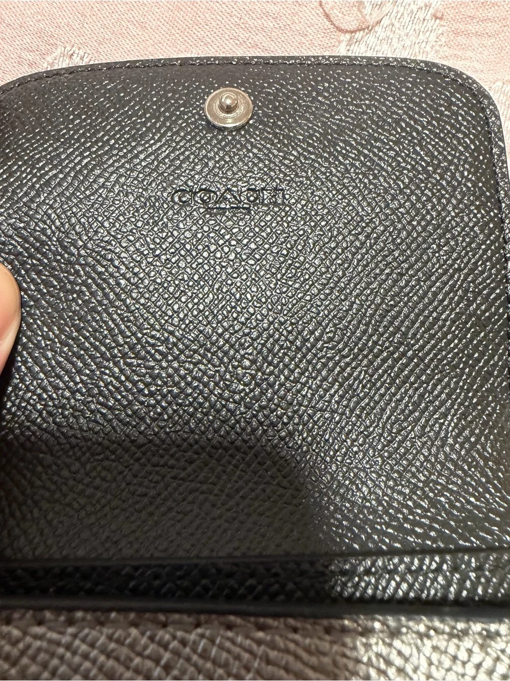 Coach Metallic Pewter Leather Textured Tri Fold Wallet